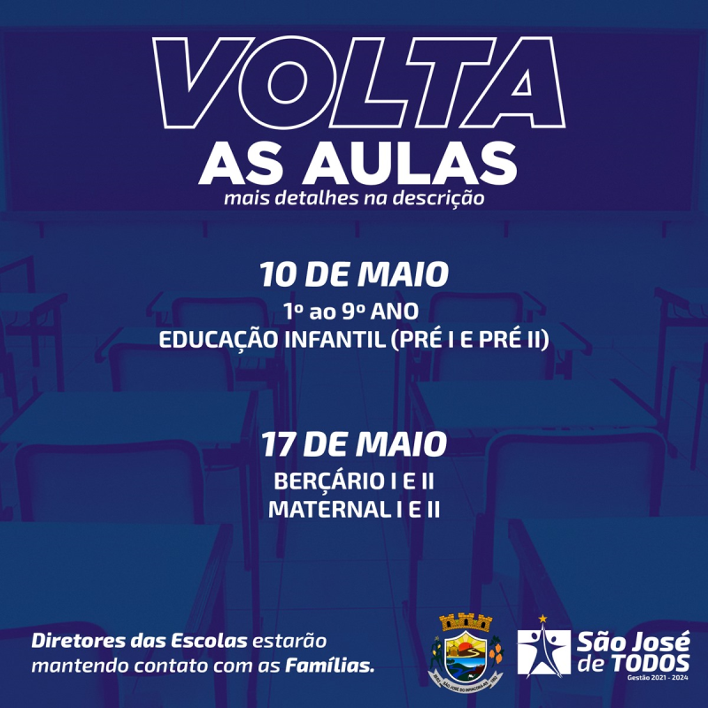 RETORNO DAS AULAS EM SÃO JOSÉ DO INHACORÁ