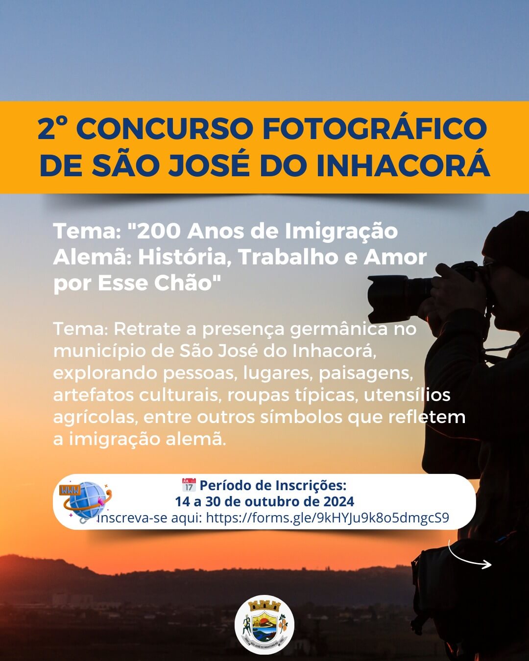 <h1><span style="font-size: 12pt; font-family: arial, helvetica, sans-serif;"><strong>2&ordm; CONCURSO FOTOGR&Aacute;FICO DE S&Atilde;O JOS&Eacute; DO INHACOR&Aacute;</strong></span></h1>