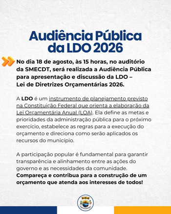 <p>Audi&ecirc;ncia P&uacute;blica da LDO 2026</p>