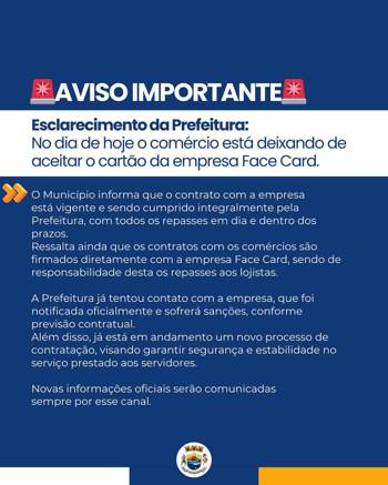 <p>Prefeitura esclarece situa&ccedil;&atilde;o do Vale-Alimenta&ccedil;&atilde;o Face Card</p>