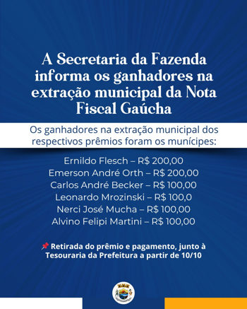 <p>Sorteio da Nota Fiscal Ga&uacute;cha - NFG</p>