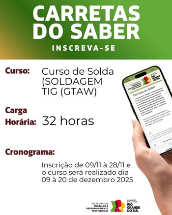 <p><strong>Inscri&ccedil;&otilde;es Abertas &ndash; Curso de Soldagem TIG (GTAW)</strong></p>