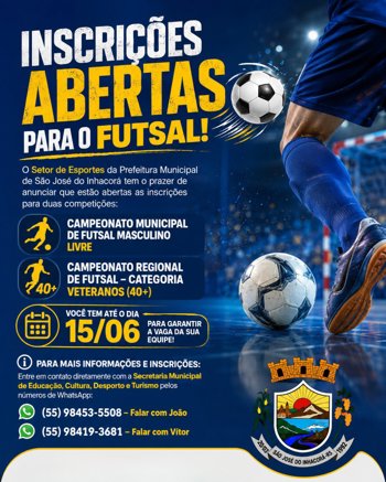 INSCRI&Ccedil;&Otilde;ES ABERTAS PARA O FUTSAL!