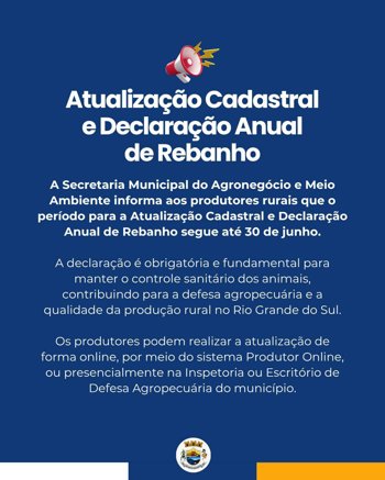 Atualiza&ccedil;&atilde;o Cadastral e Declara&ccedil;&atilde;o Anual de Rebanho