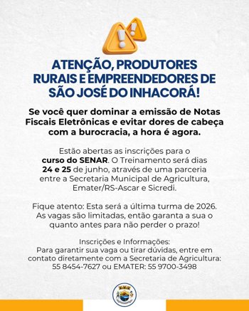 Treinamento para emiss&atilde;o de Notas Fiscais Eletr&ocirc;nicas de produtor rural