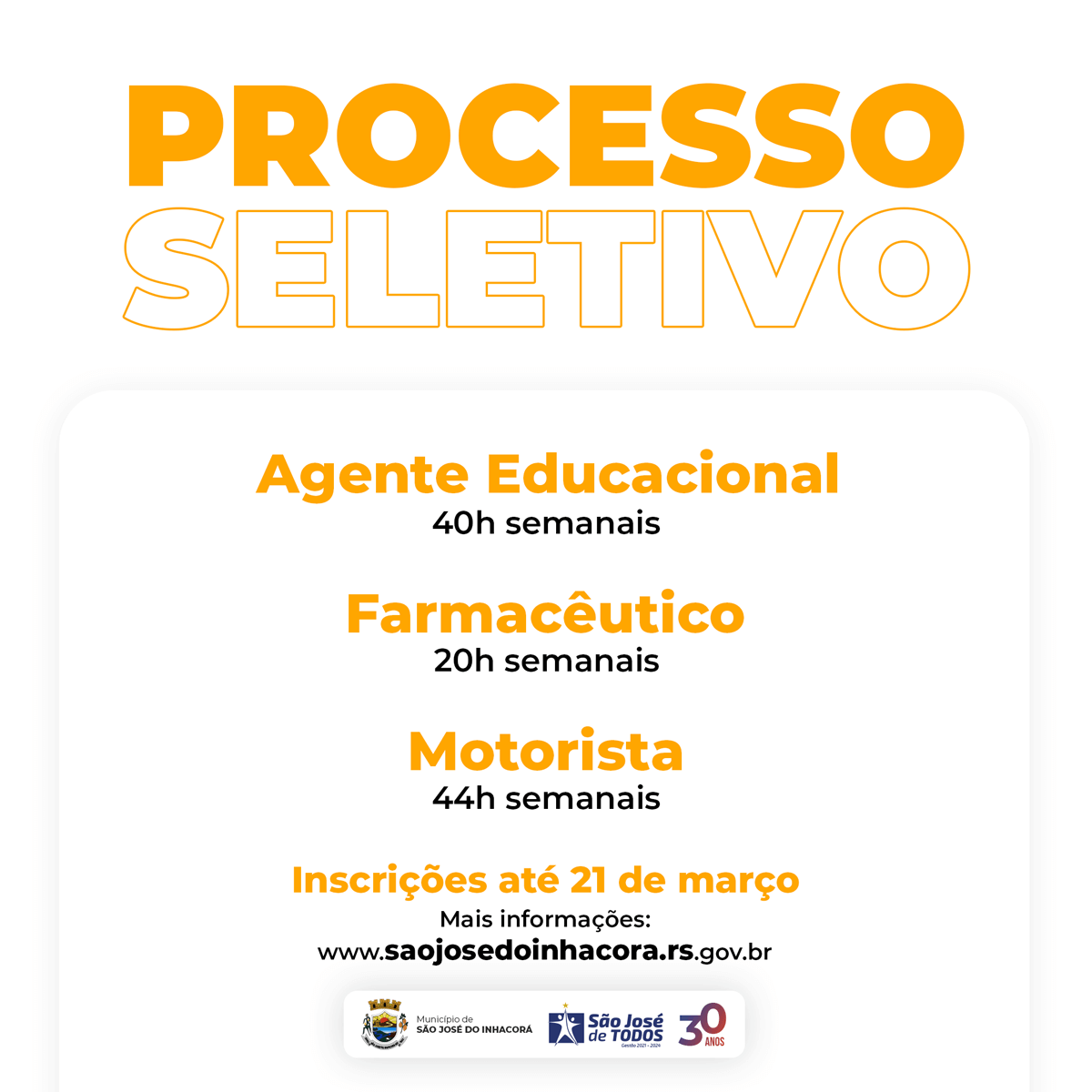 INSCRIÇÕES PARA PROCESSO SELETIVO SIMPLIFICADO