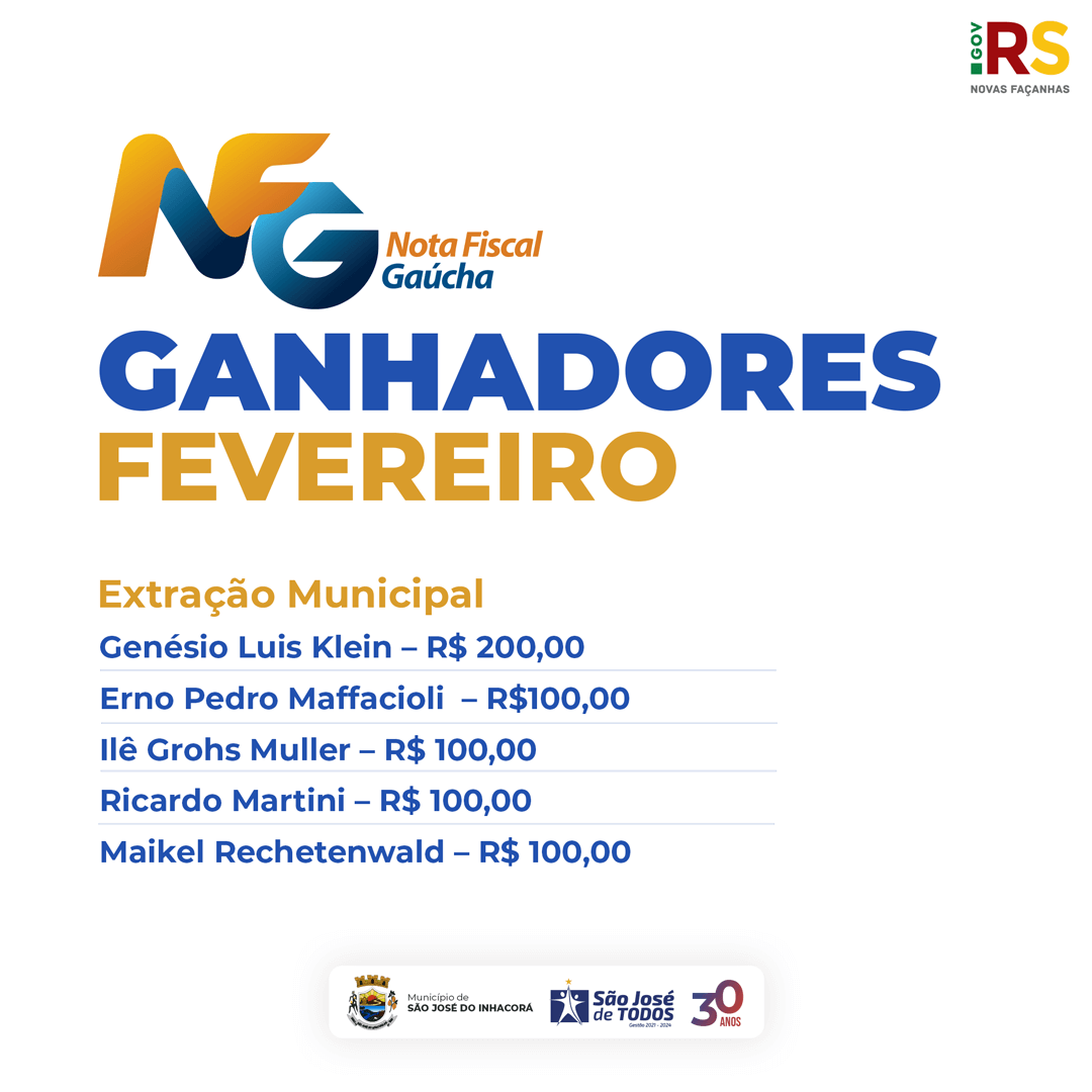 GANHADORES DO SORTEIO DA NOTA FISCAL GAÚCHA