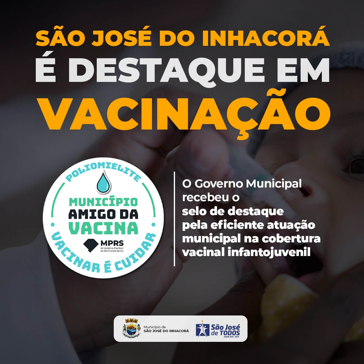 SÃO JOSÉ DO INHACORÁ É DESTAQUE EM VACINAÇAO 