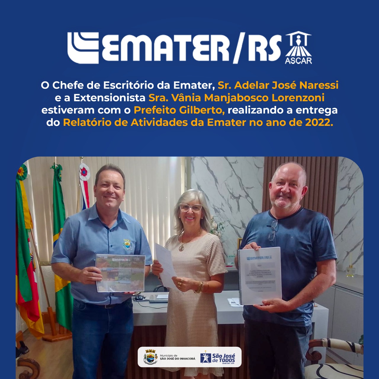 ENTREGA DO RELATÓRIO DE ATIVIDADES DA EMATER- 2022