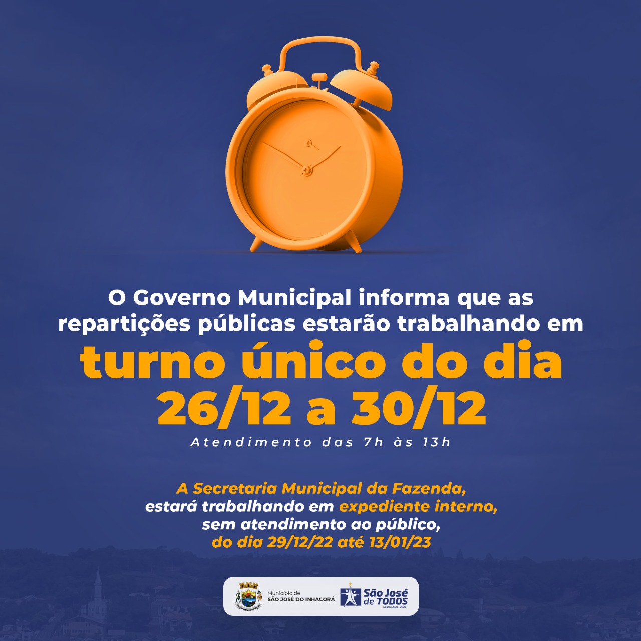 HORÁRIOS DE FINAL DE ANO DO GOVERNO MUNICIPAL
