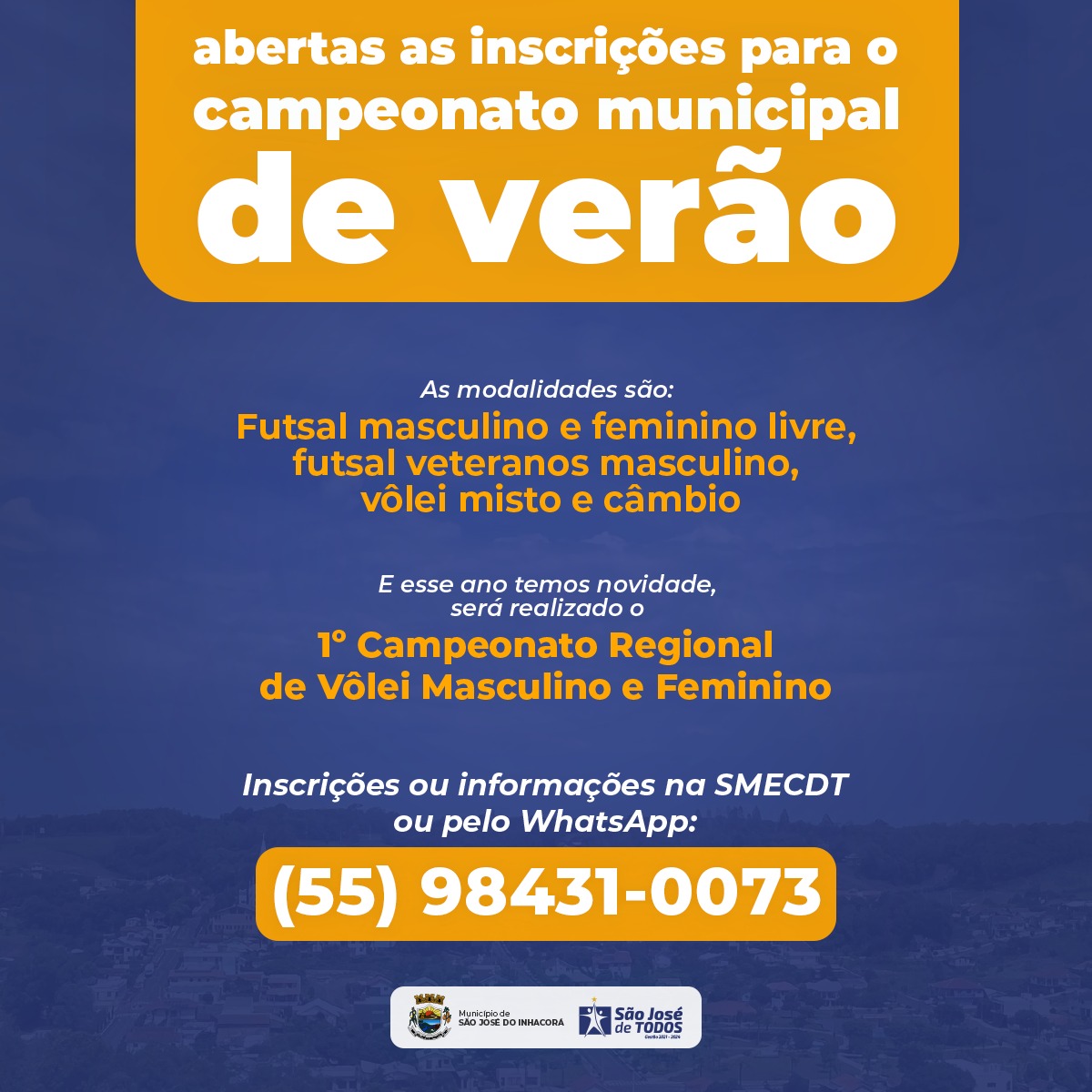 Estão abertas as inscrições para o campeonato municipal de verão de São José do Inhacorá - 2023 