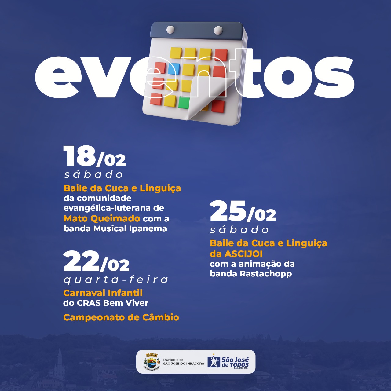 EVENTOS DE FEVEREIRO DE 2023