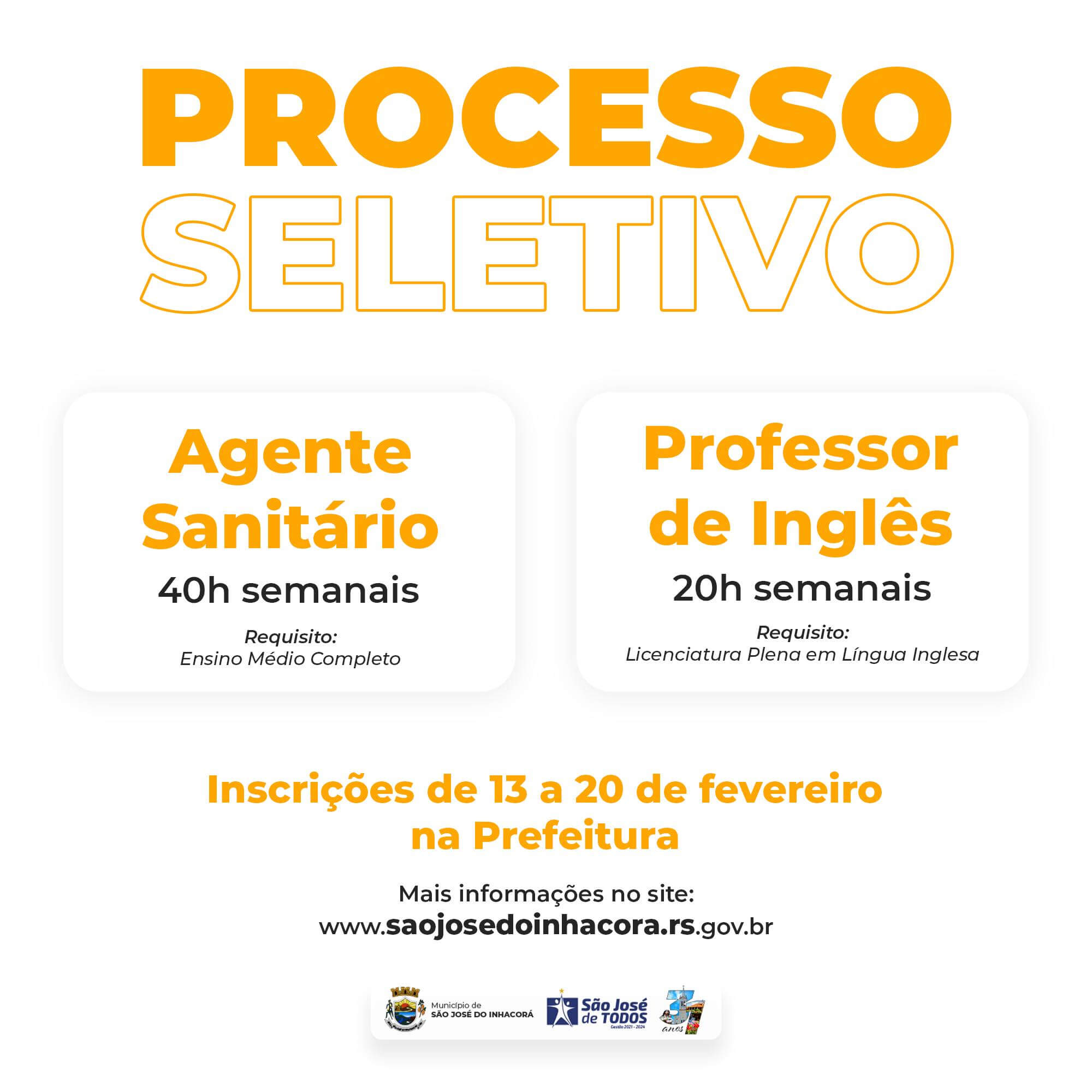 INSCRIÇÕES ABERTAS PARA PROCESSO SELETIVO SIMPLIFICADO