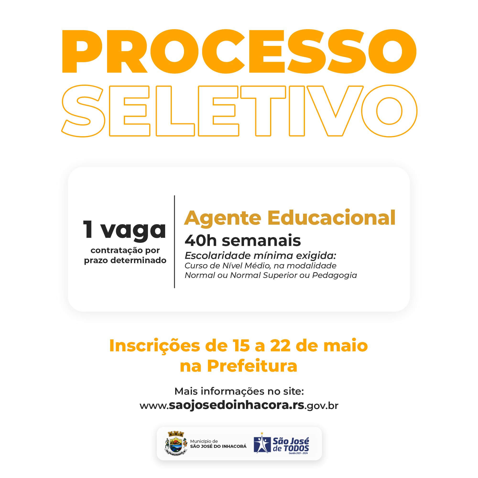 PROCESSO SELETIVO PARA CONTRATAÇÃO POR TEMPO DETERMINADO