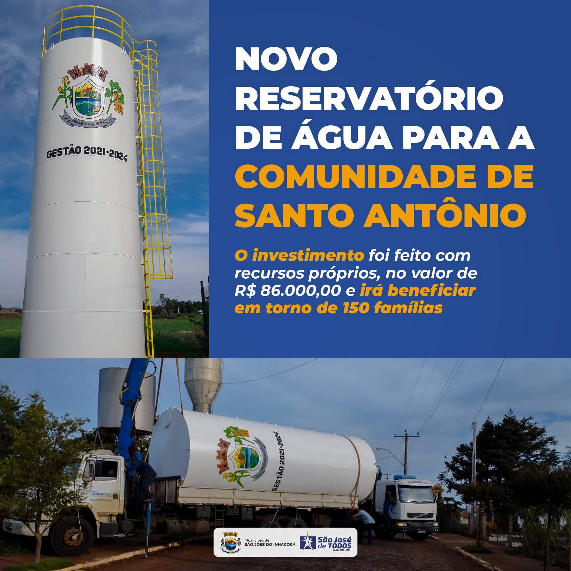 NOVO RESERVATÓRIO DE ÁGUA PARA A COMUNIDADE DE SANTO ANTÔNIO 