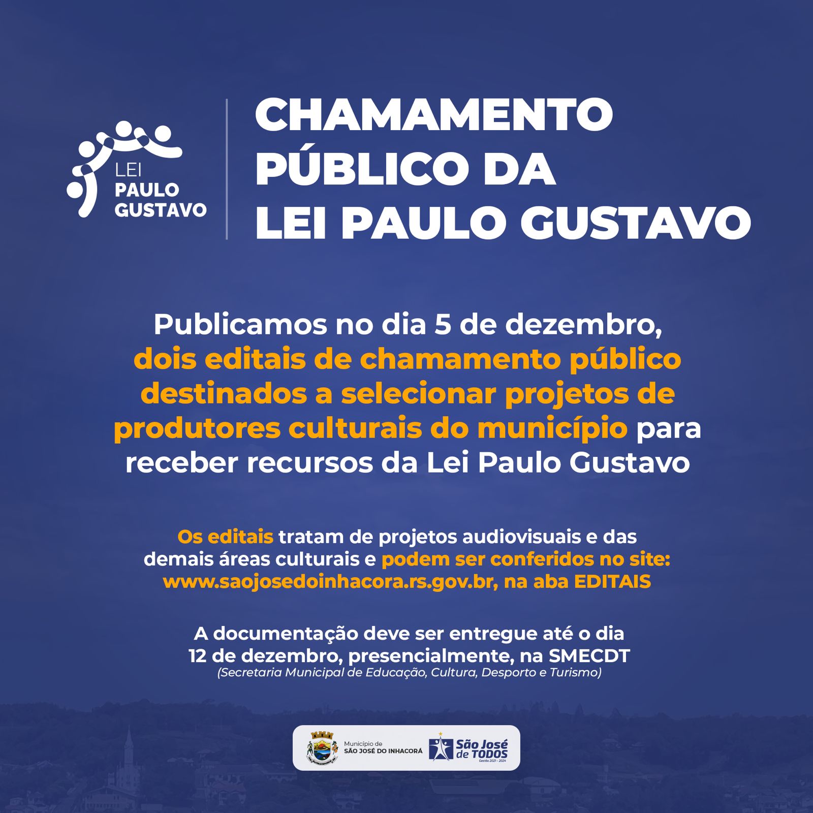 MUNICÍPIO LANÇA CHAMAMENTO PÚBLICO DA LEI PAULO GUSTAVO