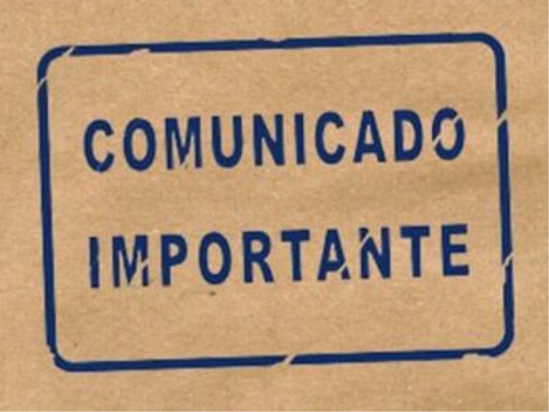 COMUNICADO IMPORTANTE - CANCELAMENTO DE EVENTO