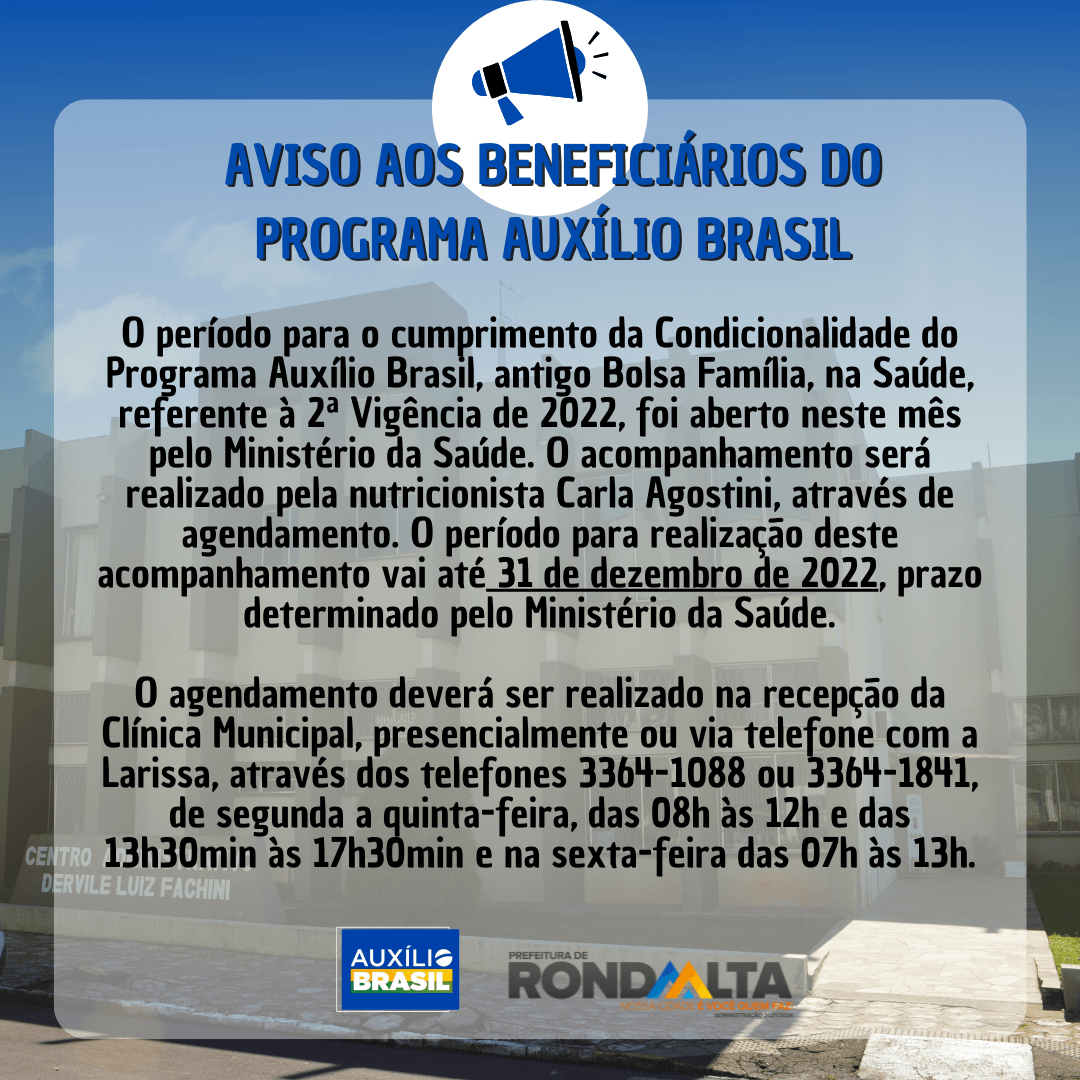 AVISO AOS BENEFICIÁRIOS DO PROGRAMA AUXÍLIO BRASIL