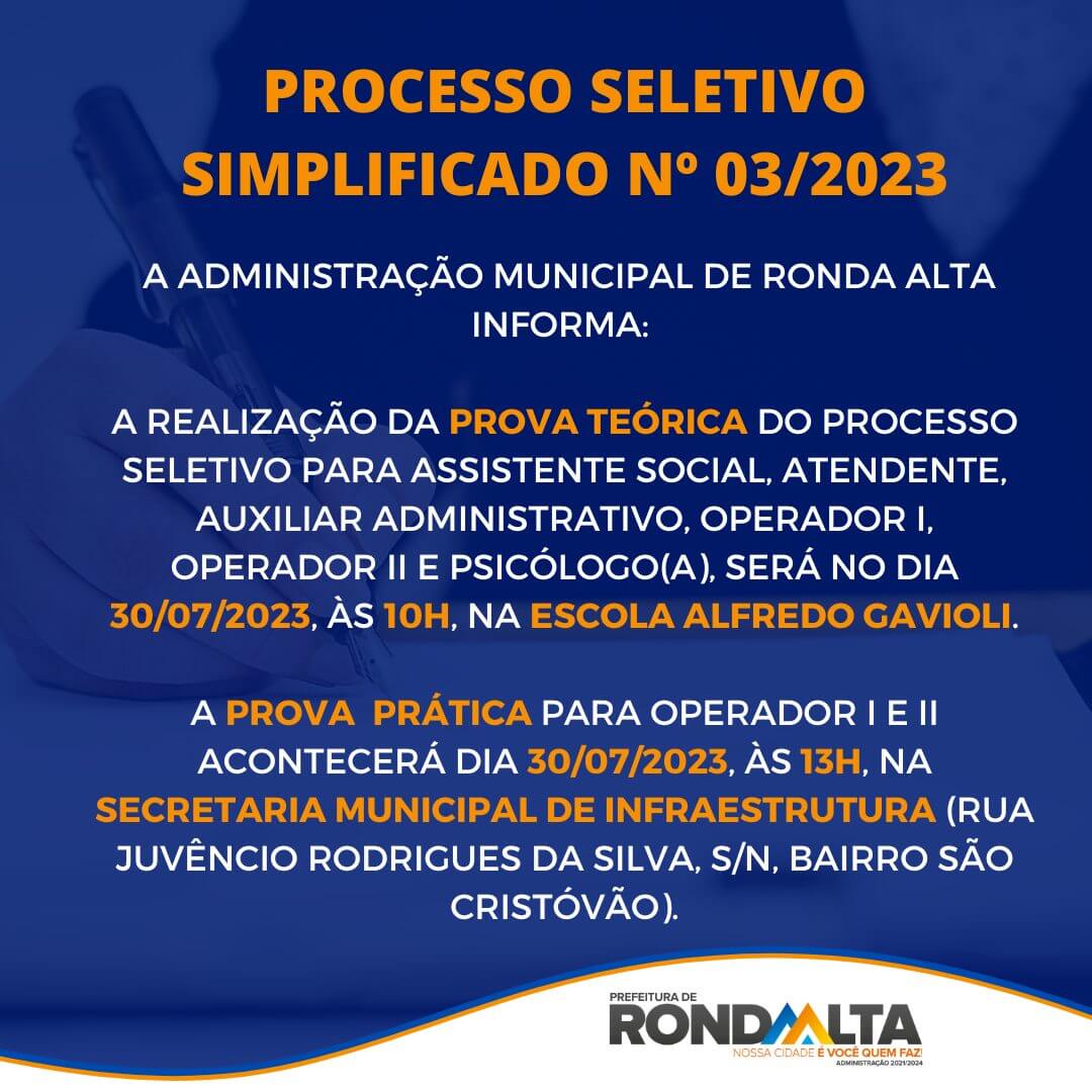 PROCESSO SELETIVO SIMPLIFICADO Nº 03/2023