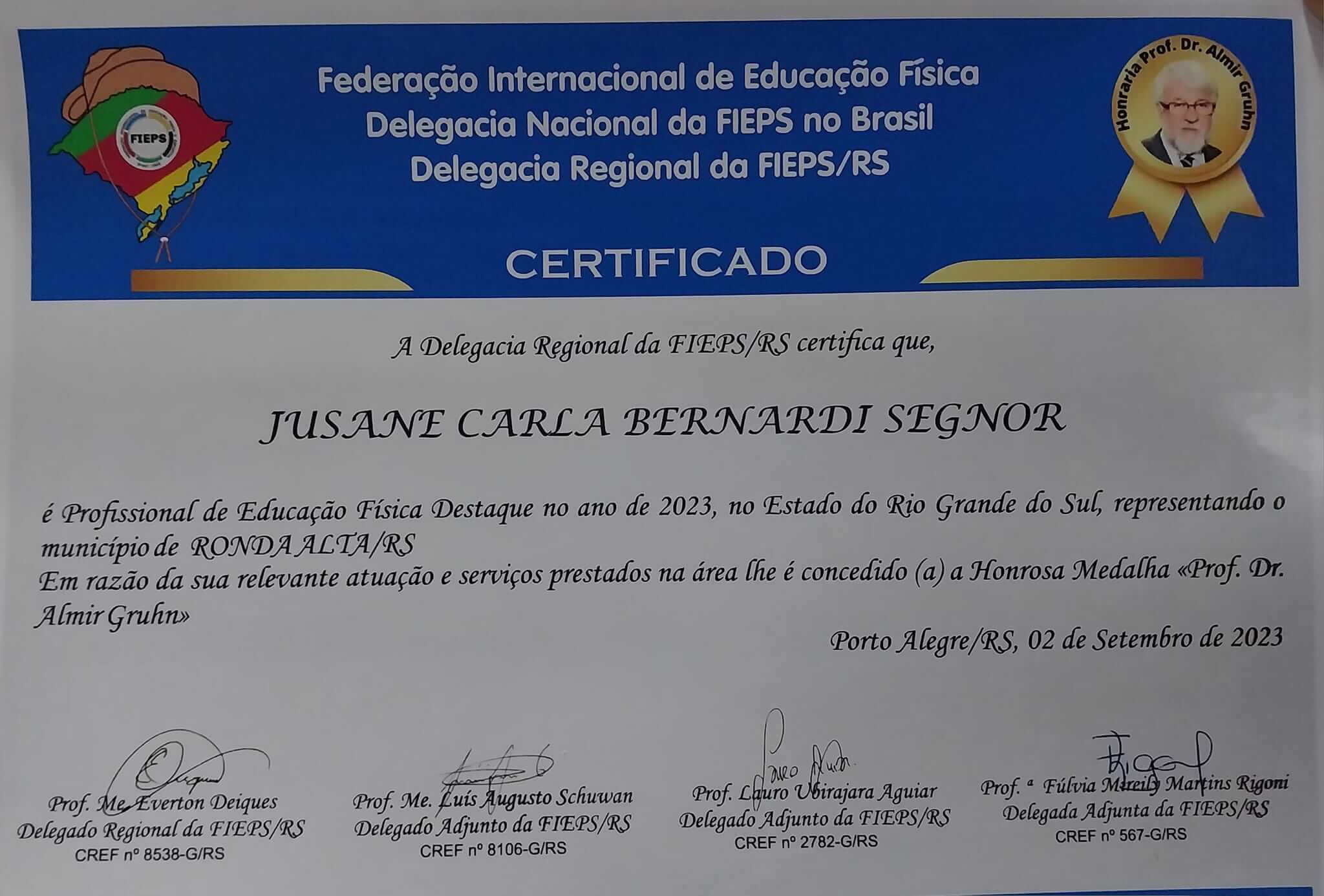 Professora de Ronda Alta recebe homenagem como profissional destaque do RS/2023 em Porto Alegre