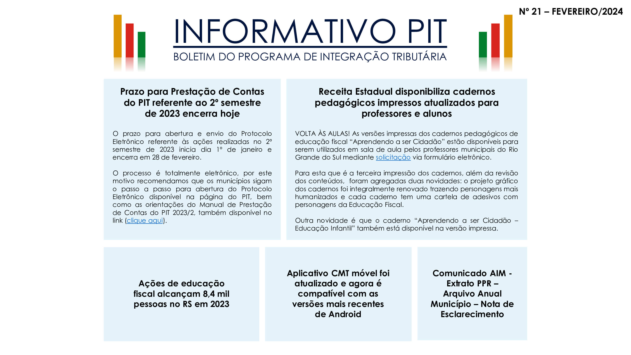 RECEITA ESTADUAL DISPONIBILIZA NOVA EDIÇÃO DO INFORMATIVO PIT