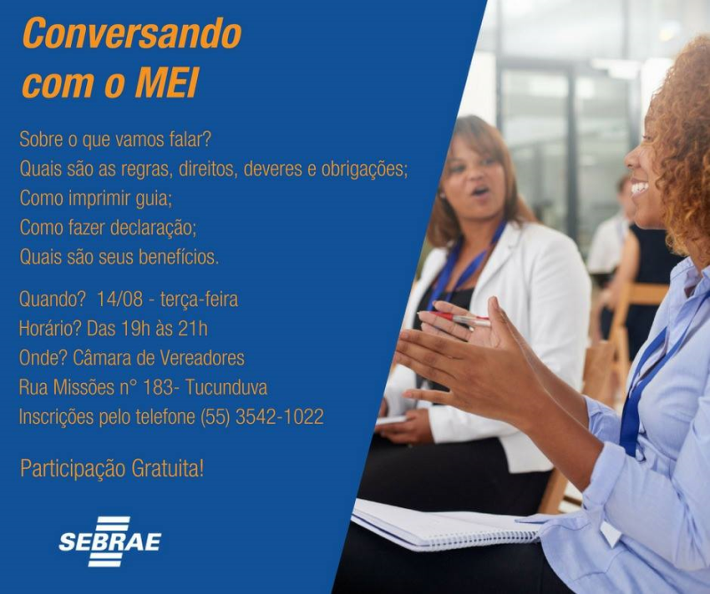 Tucunduva terá palestra gratuita para os Microempreendedores Individuais.