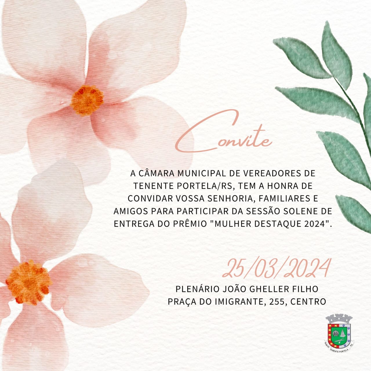 Convite para Sessão Solene 25/03/2024