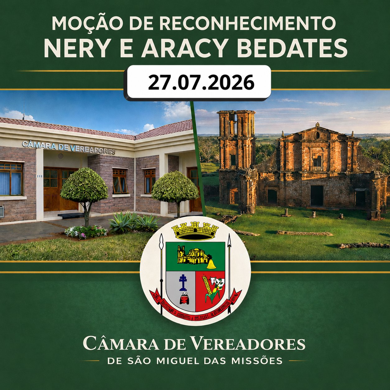 Mo&ccedil;&atilde;o de Reconhecimento Nery Soares Bedates e Aracy Ribas Bedates