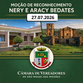Mo&ccedil;&atilde;o de Reconhecimento Nery Soares Bedates e Aracy Ribas Bedates