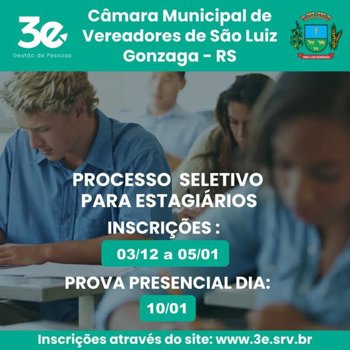 <p><span style="font-size: 14pt;">C&acirc;mara Municipal publica edital de processo seletivo para estagi&aacute;rios com prova em janeiro</span></p>