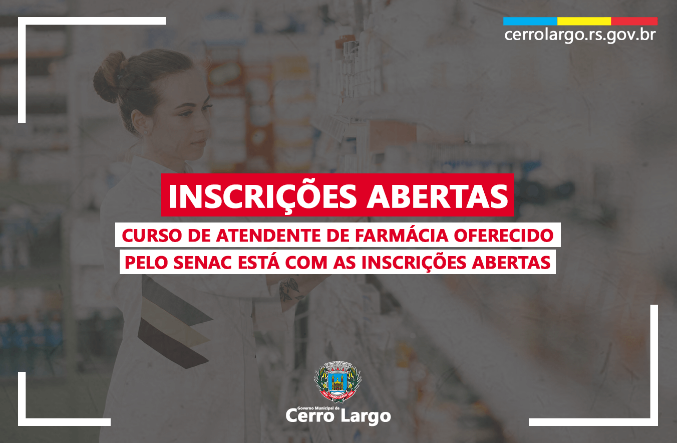 <p>CURSO DE ATENDENTE DE FARM&Aacute;CIA EST&Aacute; COM AS INSCRI&Ccedil;&Otilde;ES ABERTAS</p>