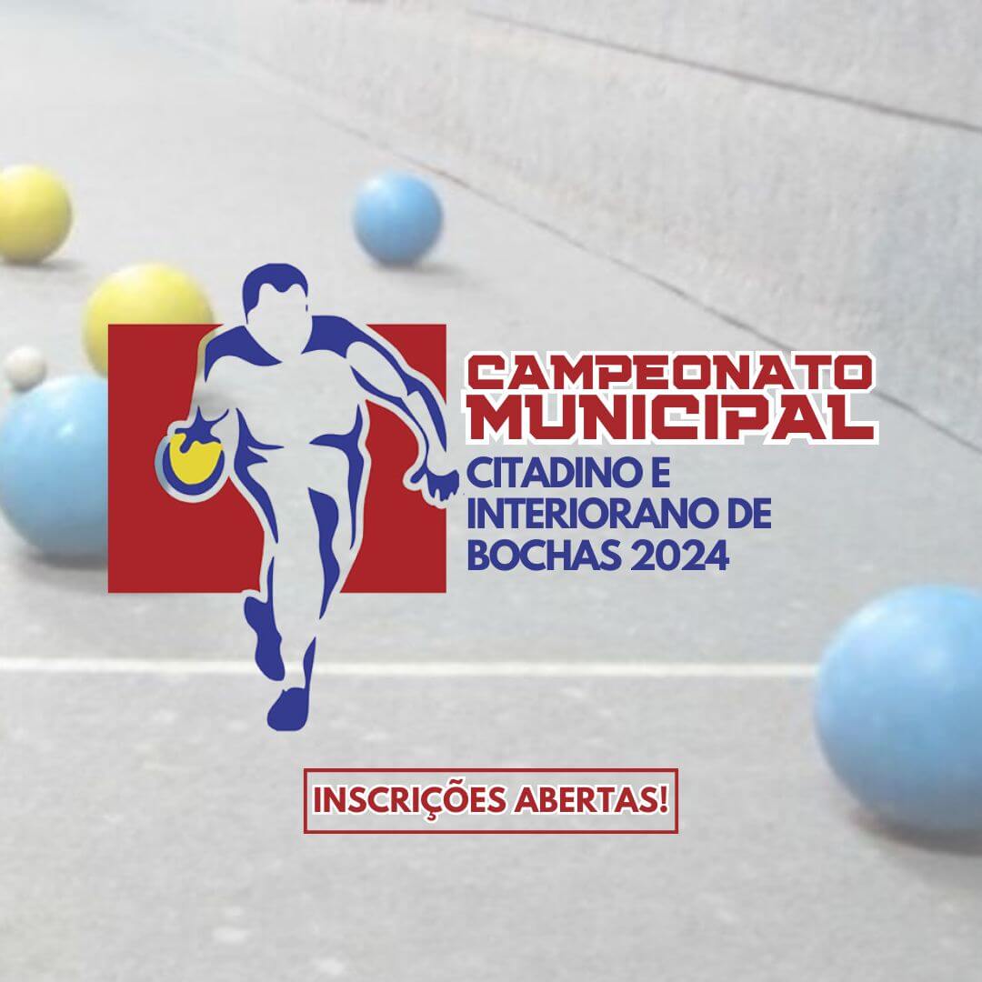 <div dir="auto">ABERTA AS INSCRI&Ccedil;&Otilde;ES PARA O CAMPEONATO CITADINO E INTERIORANO DE BOCHAS</div>
<div dir="auto">&nbsp;</div>