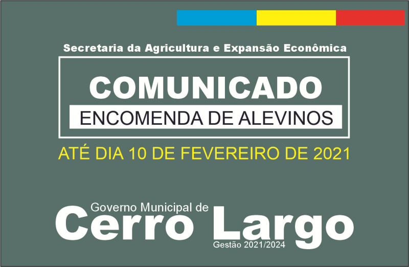 ENCOMENDA DE ALEVINOS ATÉ DIA 10 DE FEVEREIRO
