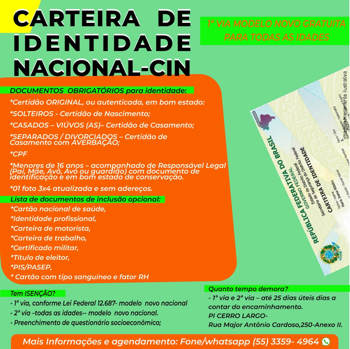 <p><span style="color: #222222;"><span style="font-family: Arial, serif;"><span style="font-size: small;"><strong>CARTEIRA DE IDENTIDADE NACIONAL-CIN</strong></span></span></span></p>