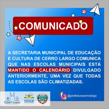 <p>COMUNICADO IMPORTANTE DA SECRETARIA DE EDUCA&Ccedil;&Atilde;O E CULTURA</p>