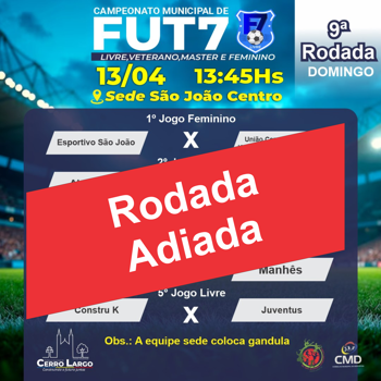 <p>Adiamento de eventos nas datas de 12 e 13 de abril</p>