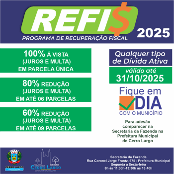 <p>REFIS - Programa de Recupera&ccedil;&atilde;o Fiscal 2025</p>