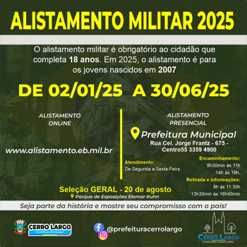 <p><span style="font-family: Times New Roman, serif;"><strong>ALISTAMENTO MILITAR 2025</strong></span></p>
