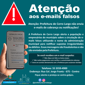 <p>Aten&ccedil;&atilde;o aos e-mails Falsos!</p>