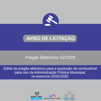 <h3 class="heading">Edital de preg&atilde;o eletr&ocirc;nico para a aquisi&ccedil;&atilde;o de combust&iacute;vel para uso da Administra&ccedil;&atilde;o P&uacute;blica Municipal, no exerc&iacute;cio 2025/2026</h3>