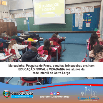 <p><span style="font-family: Arial, sans-serif;">MERCADINHO, PESQUISA DE PRE&Ccedil;O E MUITAS BRINCADEIRAS ENSINAM EDUCA&Ccedil;&Atilde;O FISCAL E CIDADANIA AOS ALUNOS DA REDE INFANTIL DE CERRO LARGO/RS</span></p>