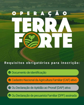<h1 class="western"><span style="font-size: medium; font-family: arial, helvetica, sans-serif;">Programa Opera&ccedil;&atilde;o Terra Forte busca o fortalecimento da agricultura familiar</span></h1>