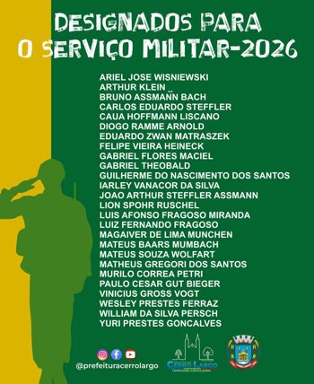 <p>DESIGNADOS PARA O SERVI&Ccedil;O MILITAR-2026</p>