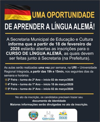 <p>UMA OPORTUNIDADE DE APRENDER A L&Iacute;NGUA ALEM&Atilde;!</p>