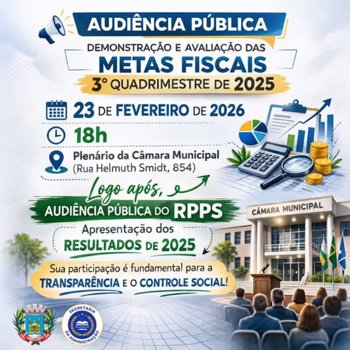 <p>Audi&ecirc;ncia P&uacute;blica das Metas Fiscais e Audi&ecirc;ncia P&uacute;blica do RPPS.</p>
