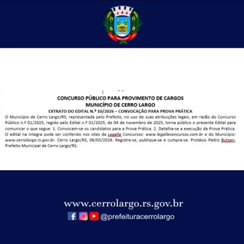 <p><strong>EXTRATO DO EDITAL N.&ordm; 10/2026 - PMCL</strong></p>
