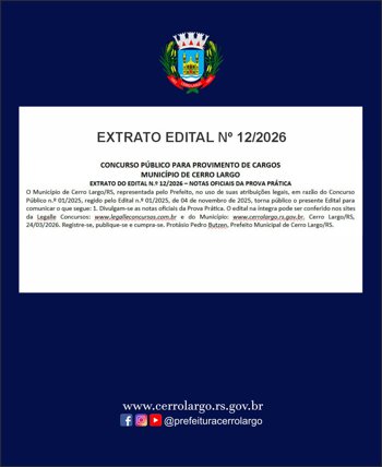<p>EXTRATO DO EDITAL N.&ordm; 12/2026 &ndash; NOTAS OFICIAIS DA PROVA PR&Aacute;TICA</p>