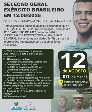 SELE&Ccedil;&Atilde;O GERAL EX&Eacute;RCITO BRASILEIRO EM 12/08/2026