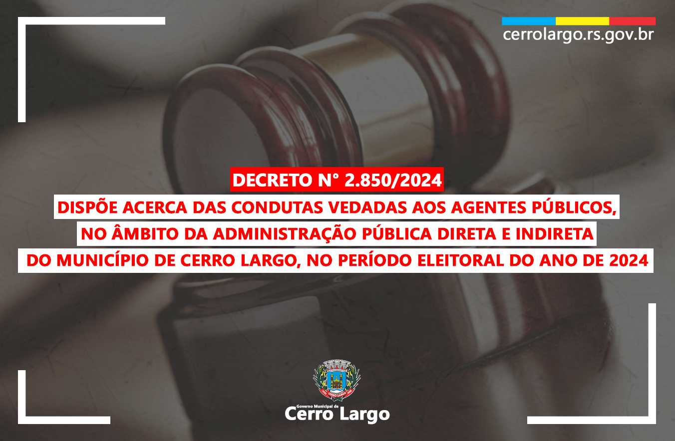 <p><span style="font-family: Times New Roman, serif;"><span style="font-family: Tahoma, serif;"><span style="font-size: medium;"><strong>DECRETO DO PODER EXECUTIVO N&ordm; 2.850, DE 03 DE JULHO DE 2024.</strong></span></span></span></p>