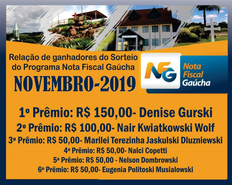 RELAÇÃO DE GANHADORES DO PROGRAMA NOTA FISCAL GAÚCHA  
